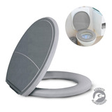 Assento Sanitário Privada Oval Almofadado Slim Branco Cor Slim Cinza