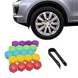 ASUBHA 20 Peças De Tampas De Porca De Roda De Carro Tampas De Porca De 19 Mm Capas De Porcas Hexagonais De Pneu Parafuso De Roda De Plástico Hexagonal Interno Proteção Externa De Porca De Aro Automático Com Ferramenta De Remoção Colorido 19 Mm