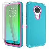 Asuwish Capa De Celular Para Moto G7 G7 Revvlry Plus Com Protetor De Tela E Capa De Celular Híbrida Resistente à Prova De Choque Acessórios De Proteção Motorola G7Plus Moto7 XT1962 1 G 7 G Tmobile