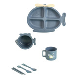 Atacado 5 Kits Refeição Com 6 Peças Prato Copo Talher Pote