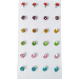 Atacado Display 12 Pares De Brincos Coloridos Com Strass