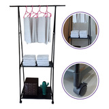 Atfast Organizador De Roupas Cabideiro Rack Estante Multiuso Preto Armário Aberto Arara Roupa Organizador Prateleira Cabideiro
