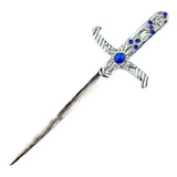 Athame Adaga Prata Pedra Azul 19 Cm Metal