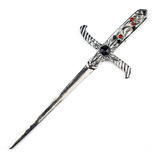 Athame Adaga Prata Pedra Preta E Vermelha 19 Cm Metal