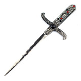 Athame Adaga Prata Velho Pedra Preta E Vermelha 19 Cm Metal