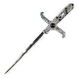 Athame Adaga Prateado Pedra Preta 19 Cm Metal