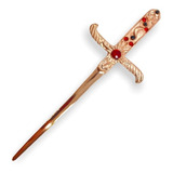 Athame De Metal Cobre Brilhante E Pedra Vermelha De 19cm