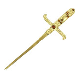 Athame De Metal Cor Dourado Brilhante E Pedra Amarela 19cm