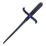 Athame De Metal Preta E Pedra Lilás Com 19cm