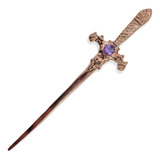 Athame Metal Cobreado Novo 15 Cm Com Pedra Lilás