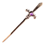 Athame Punhal Adaga Cobre Pedra Lilás 15 Cm Metal