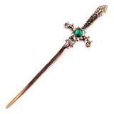 Athame Punhal Adaga Cobre Pedra Verde 15 Cm Metal