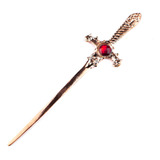 Athame Punhal Adaga Cobre Pedra Vermelha 15 Cm Metal