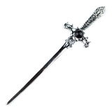 Athame Punhal Adaga Prateado Pedra Preta 15 Cm Metal