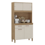 Atualle Armário Cozinha Ceara 4 Portas Cor Canelato E Off White