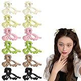 AUDTOPE Presilhas De Cabelo Mini Laço 12 Peças De Grampos De Metal Com Fita De Cabelo De Cor Sólida Laços De Cabelo Pequenos Acessórios De Cabelo Para Mulheres E Meninas