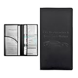 Augeny Porta Registro De Carro E Seguro Organizador De Porta Luvas De Couro Premium Com Fecho Magnético Suporte De Carteira De Motorista Para Documento De Cartão Preto