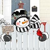Auirre Winter Snowman Cardeal Fence Peeker