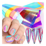 Aurora Nail Foil Laser Nail Stickers Holográfico Aurora Glas