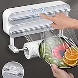 AUSTUFF Organizador Magnético 3 Em 1 De Folha De Alumínio E Filme Adesivo Organizador De Envoltório De Cozinha Para Montagem Na Parede Dispensador De Envoltório Aderente Com Suporte De Toalha De