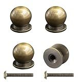 AUXBC Mini Puxadores Redondos De Latão Maciço Puxadores De Gaveta De Armário De Metal Antigo De 12 Mm De Diâmetro Puxadores Modernos Para Cozinha Caixa De Joias Com Parafusos Bronze 4 Peças