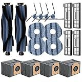 Avaenzo Kit De Peças De Reposição Para Aspirador Robô Omni Eufy X10 Pro 2 Escovas De Rolo Com Cerdas E Borracha 4 Escovas Laterais 4 Filtros Laváveis E 4 Panos De Esfregão 4 Sacos De Poeira