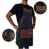 Avental Couro Cozinha Churrasqueiro Barman Barista Barbeiro