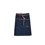 Avental De Cintura Jeans E Couro Barista Chef Bartender
