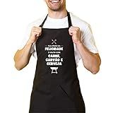 Avental De Cozinha Churrasqueiro Preto Atrás Da Felicidade