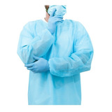 Avental Descartável Tnt Manga Longa Azul 30g Pct 10