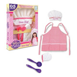 Avental Infantil Rosa Kit Cozinha Brinquedo