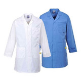 Avental Jaleco Anti estático Profissional Branco Azul Cinza