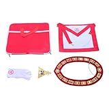 Avental Maçônico Regalia Royal Arch Maçom Conjunto Completo Vestido Avental Bordado Do Passado Mestre Maçom Gola Maçônica Joia Conjunto De Luvas De Algodão Maçom Vermelho Standard