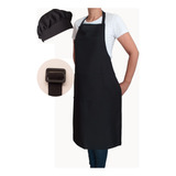 Avental Preto Oxford C touca Kit 05 Peças Lanchonete Pizza