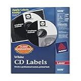 Avery Etiquetas De CD Para Impressoras A Laser Brancas 100 Etiquetas De Disco E 200 Etiquetas De Coluna 5698 