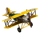 Avião Amarelo De Hélice Decorativo Retrô Vintage 8x21x21 Cm