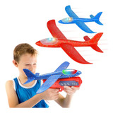 Avião Com Lançador Pistola Brinquedo Isopor Voa Manobras Led