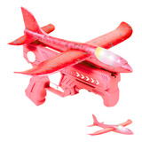 Avião Com Lançador Pistola Brinquedo Isopor Voa Manobras Led