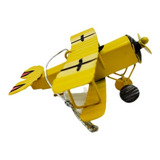 Avião Metal 10cm Miniatura Vintage Amarelo Batalha Retro