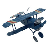 Avião Metal 10cm Miniatura Vintage Azul Batalha Retro