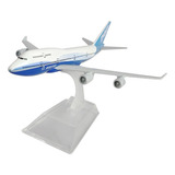 Avião Miniatura De Metal Boeing Colecionável Base Acrílico Cor Azul aço
