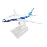Avião Miniatura De Metal Boeing Colecionável Base Acrílico Cor Branco