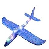 Avião Planador Aeromodelo Arremesso Led Azul
