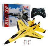 Avião Planador Controle Remoto Com Led Su 35 Fx620