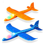 Avião Planador De Isopor Com Led Colorido Manual E Flexível