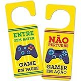 Aviso De Porta Gamer Em Ação Game Em Pause