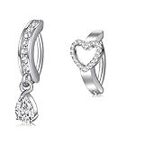 AVYRING Anéis De Umbigo De Aço Inoxidável 14G Para Mulheres Argola Clicker Opala Rosa Coração CZ Prata Ouro Piercing De Umbigo Joia- Metal- Sem Pedra Preciosa