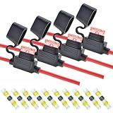 Awilzzoe Pacote Com 4 Porta Fusíveis Calibre 10 8 Conectores De Fio De Solda Termorretrátil 10 Awg Kit De Bloco De Fusíveis Automotivo E Marinho 12 V 24 V Porta Fusíveis Em Linha 10 Awg Com Fusíve