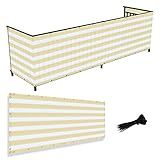 AwnPro Tela De Privacidade Para Varanda De 9 5 Cm X 25 4 Cm Tela De Privacidade Com Bloqueio De Luz Solar Para Decks Pátios Quintais Piscinas Ao Ar Livre Varandas Grades 200 GSM Faixa Branca