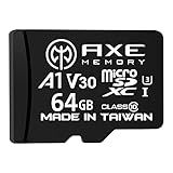 AXE MEMORY Cartão De Memória MicroSDXC De 64 GB Adaptador SD Com Desempenho De Aplicativo A1 V30 UHS I U3 4K Preto Alta Velocidade A1 AXP4K64 